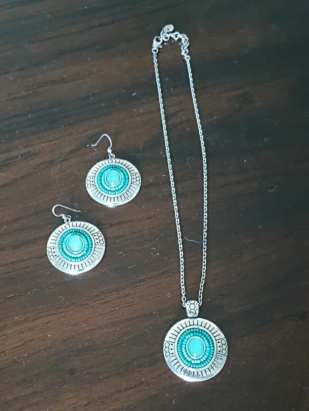 Brighton Silver-Plated Turquoise Accent Necklace & Earring Set